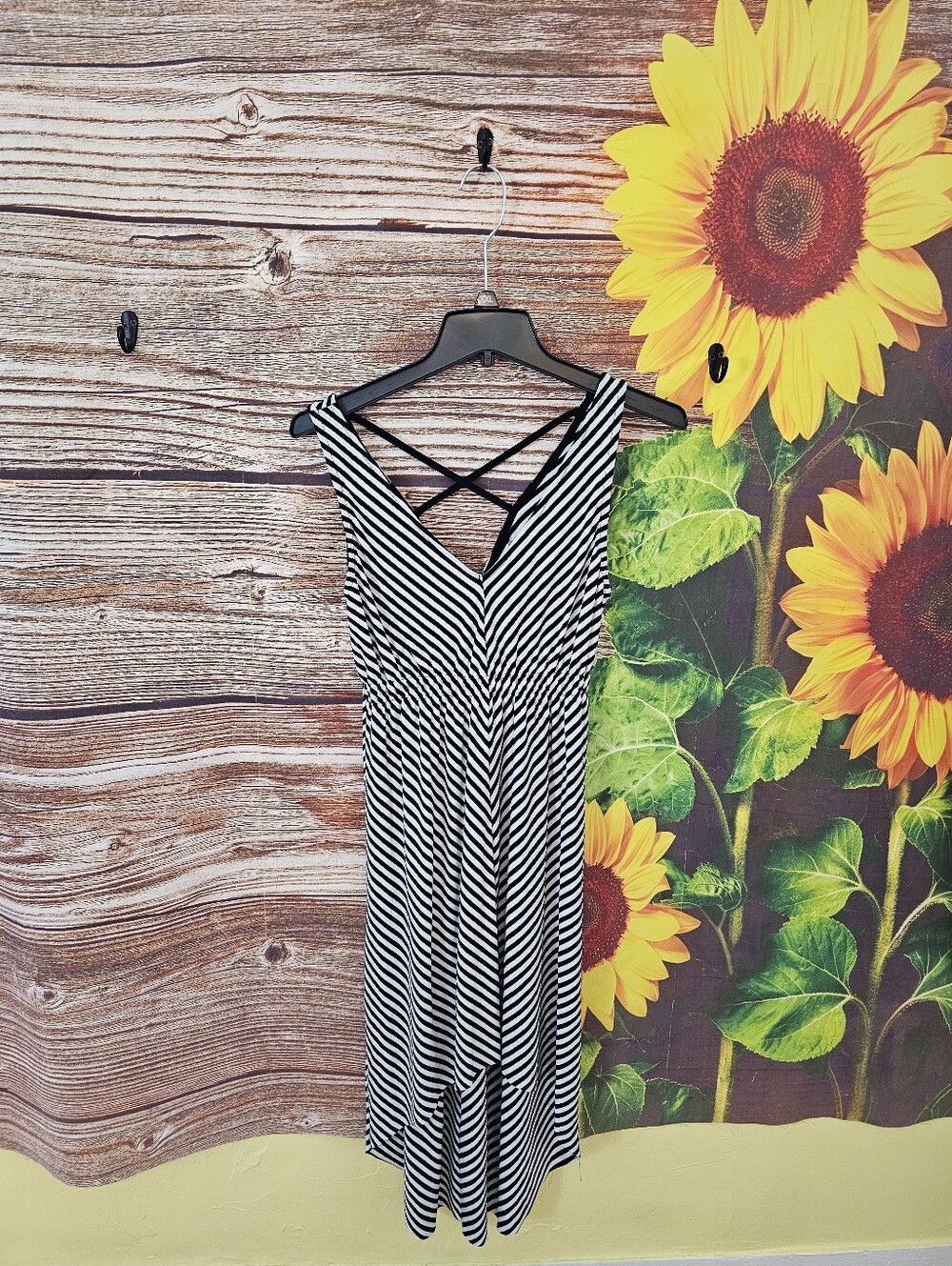 Poof! Black and White Striped Tank Top Dress